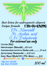 15% Миноксидил + 5% Азелаиновая кислота + 0,1% Дутастерид