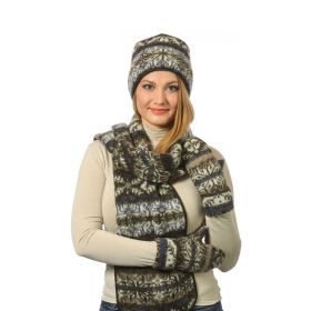 Комплект шапка, шарф, варежки вязаный из Исландской шерсти 08197-67