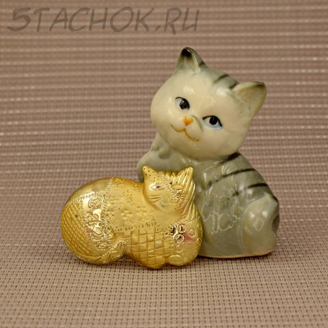 Брошь "Кошка в стиле пэчворк" цвет золота (AJC США)