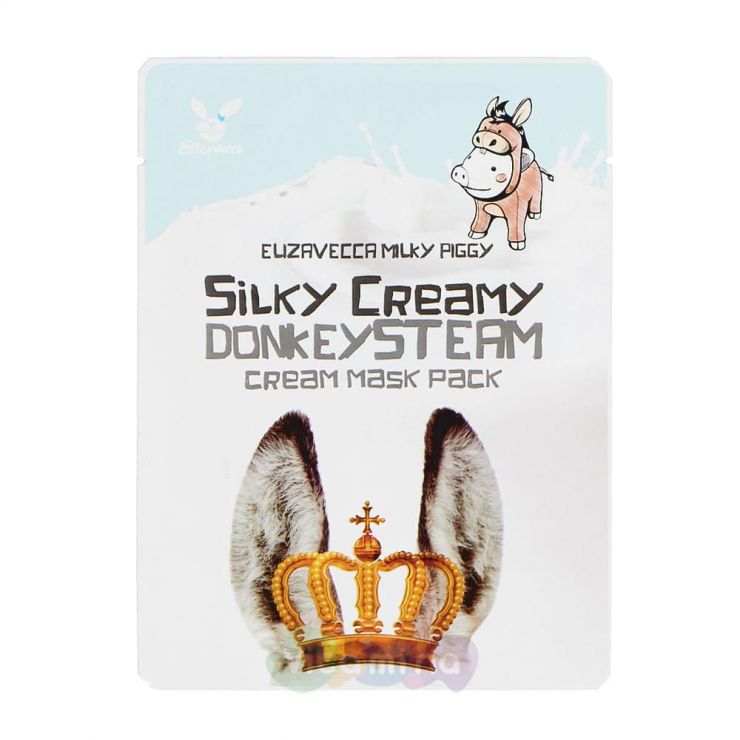 Elizavecca Тканевая маска с паровым кремом из молока ослиц Silky Creamy Donkey Steam Cream Mask Pack
