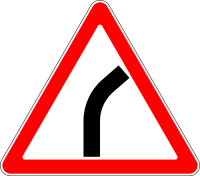 Дорожный знак 1.11.1 "Опасный поворот" (направо).