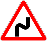 Дорожный знак 1.12.1 "Опасные повороты" (направо).