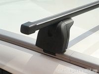 Багажник на крышу Lifan X70 2017-... , Lux, стальные прямоугольные дуги на интегрированные рейлинги