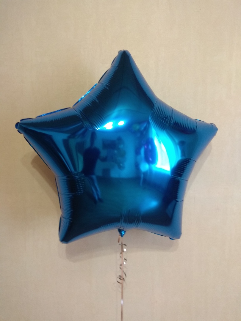 Звезда синяя большая шар фольгированный с гелием