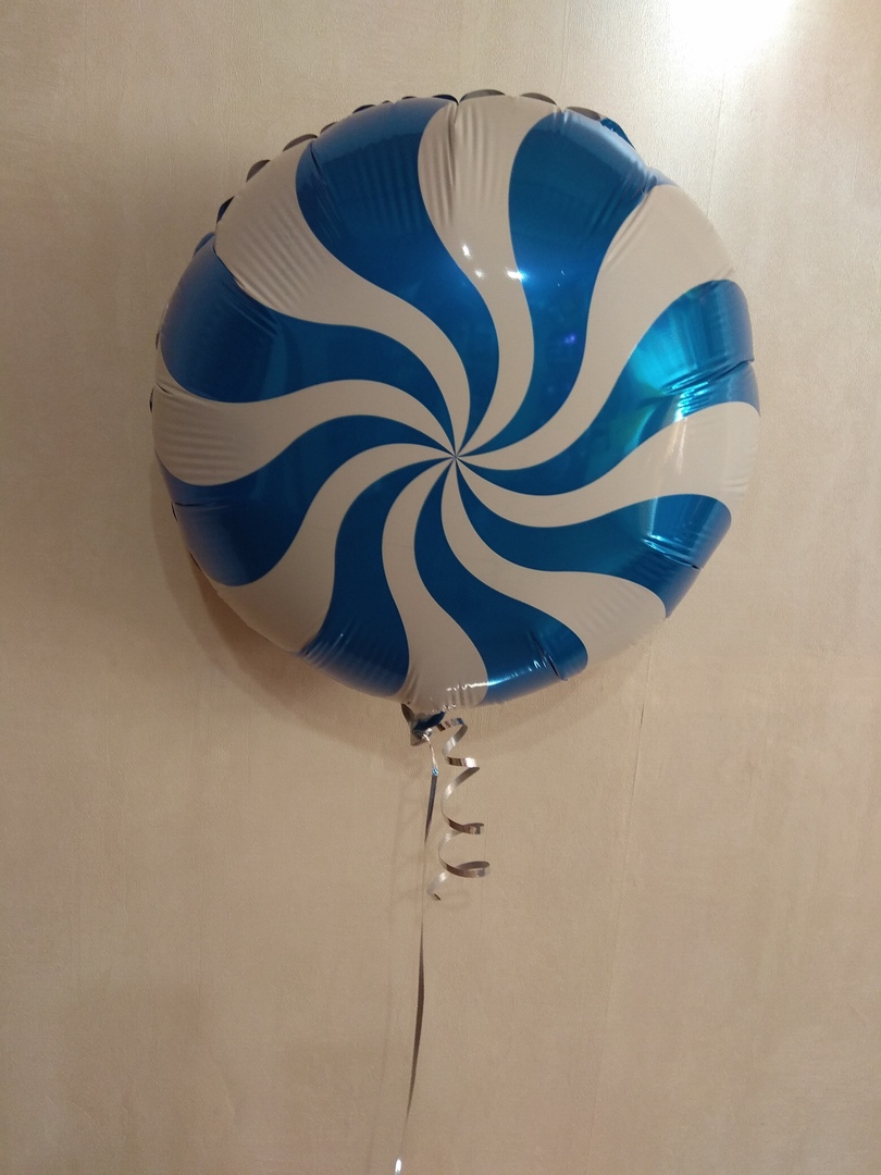 Леденец синий шар фольгированный с гелием