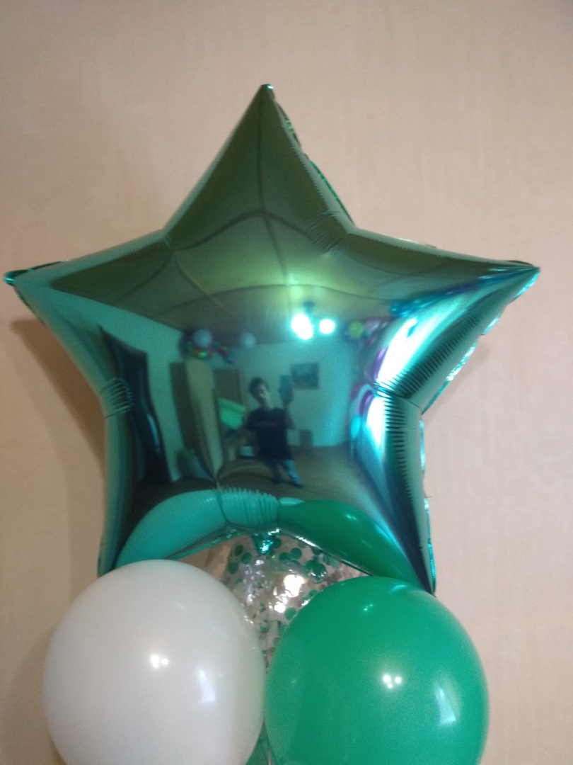 Звезда бирюзовая (тиффани) большая шар фольгированный с гелием