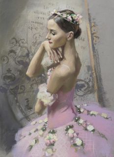 Postcard A ballerina in a pink tutu. The ballet "Corsair"