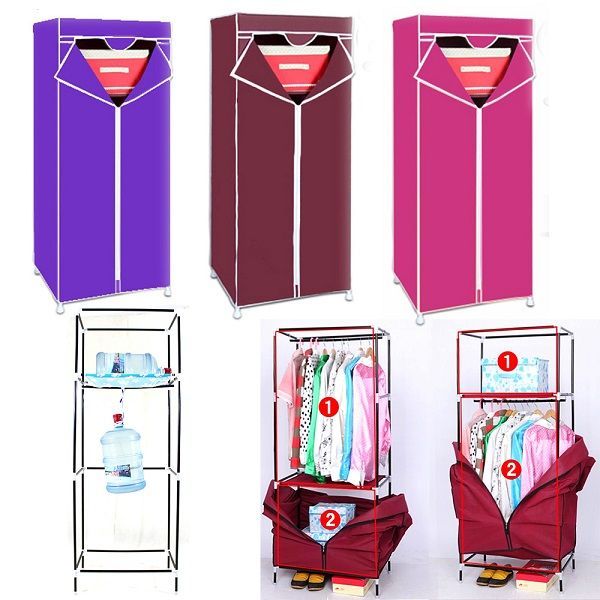 Складной каркасный тканевый шкаф storage wardrobe коричневый