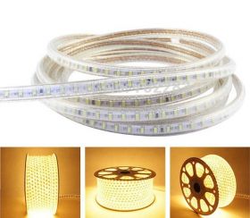 LED лента LUX, герметичная в силиконовой оболочке, 220V,  IP65, SMD 3014, 120 диодов/метр, теплый белый