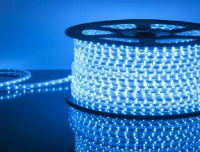 LED лента LUX, герметичная в силиконовой оболочке, 220V,  IP65, SMD 2835, 120 диодов/метр, синий цвет