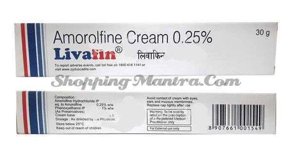 Ливафин (аморолфин 0.25 %W/W) крем противогрибковый Зидус Кадила | Zydus-Cadila Livafin (Amorolfine 0.25%) Cream