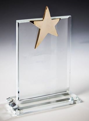 Награда из стекла  (16 см, нанесение  включено в стоимость)