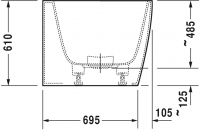Duravit ванна DuraSquare 180x80 700428 угол справа схема 3