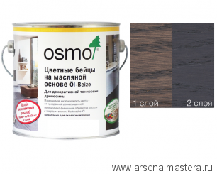 OSMO Скидка до 29% ! Цветные бейцы на масляной основе для тонирования деревянных полов Osmo Ol-Beize 3514 Графит 2,5 л