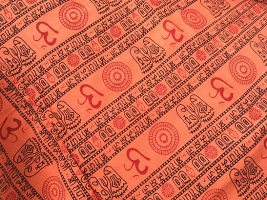 Мужские штаны алладины оранжевого цвета; ткань с символом Ом (Аум)