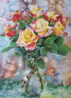 Почтовая открытка Букет желтых роз