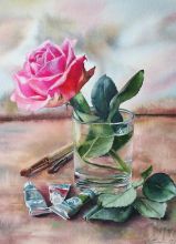 Почтовая открытка Этюд с розой