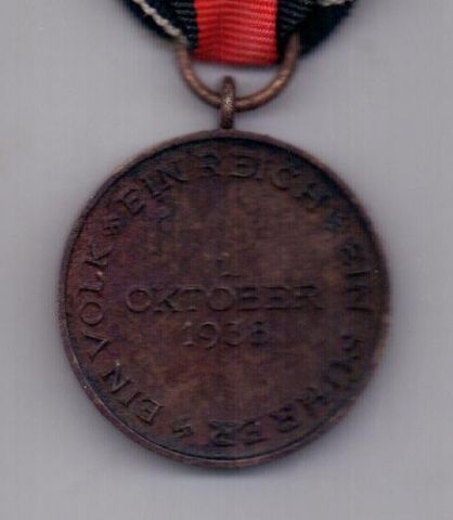 медаль 1938 года Присоединение Судетской области к Германии