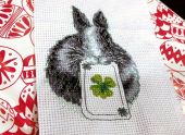 Digital cross stitch pattern "Bunny with clover".