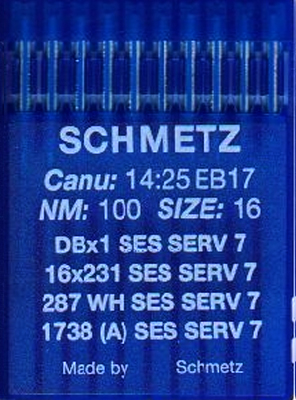 Иглы Schmetz DBx1 SES SERV7 №100 10 шт