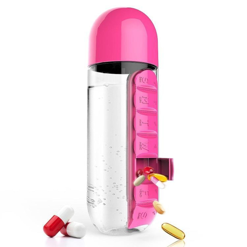 Бутылка С Органайзером Для Таблеток Pill & Vitamin Organizer, Цвет Розовый