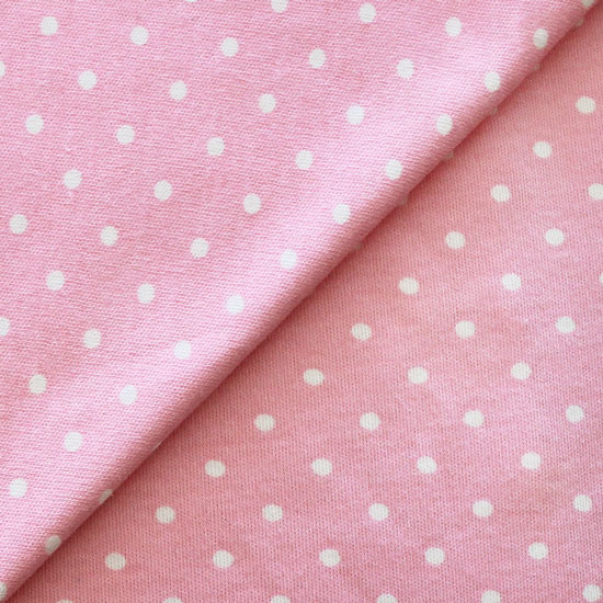 Лоскут трикотажной ткани Горошек на розовом