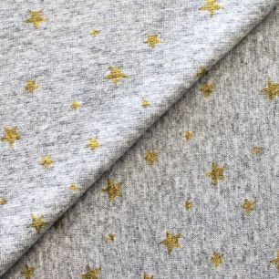 Лоскут трикотажной ткани Звезды на сером