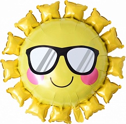 Шар (31''/79 см) Фигура, Солнце в солнечных очках, Желтый, 1 шт