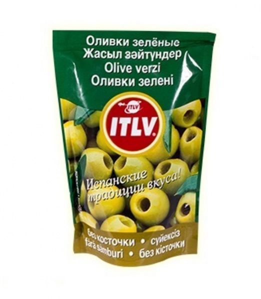 Оливки ITLV зеленые б/к д/пак, 195г Испания