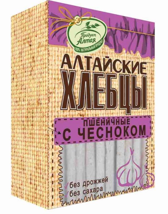 Хлебцы Алтайские Пшеничные с чесноком 75г Бийск