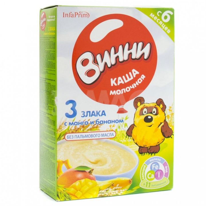 Каша Винни 200г сух.молоч. б/р 3 злака с манго и бананом