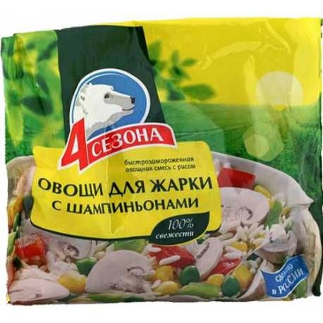 Овощи для жарки с шампиньонами 400г 4 Сезона