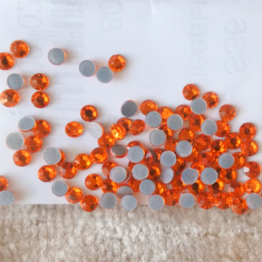Стразы стеклянные клеевые, цвет Оранжевый, SS6, 100 шт/упак