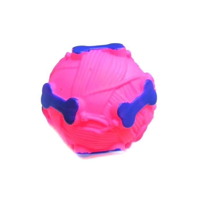 Звуковая Игрушка Для Собак Мячик С Отверстием Для Лакомства, 9 См, Цвет Розовый