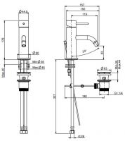 Fima - carlo frattini Spillo up смеситель для раковины F3031 схема 1