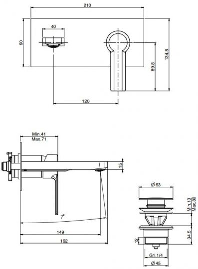 Fima - carlo frattini Mast смеситель для раковины F3141X5 схема 1