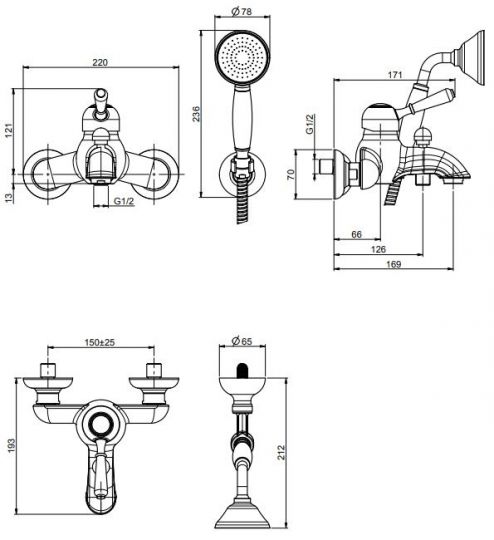 Смеситель для ванны и душа Fima - carlo frattini Lamp/Bell F3364 схема 1