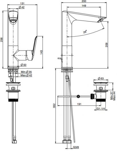 Fima - carlo frattini Spot смеситель для раковины F3011F схема 1