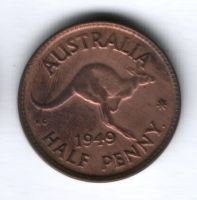 1/2 пенни 1949 года Австралия AUNC