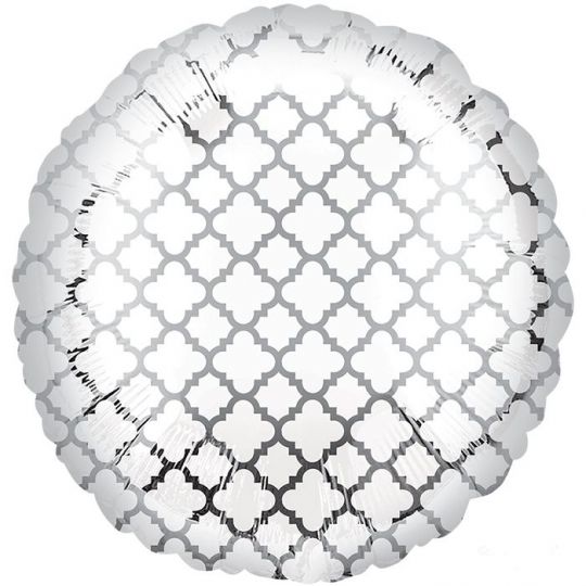 Круг с серебряным узором Элит шар фольгированный с гелием