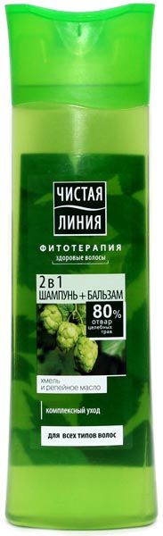 Шампунь Чистая линия 400мл Хмель 2в1 д/всех типов фн