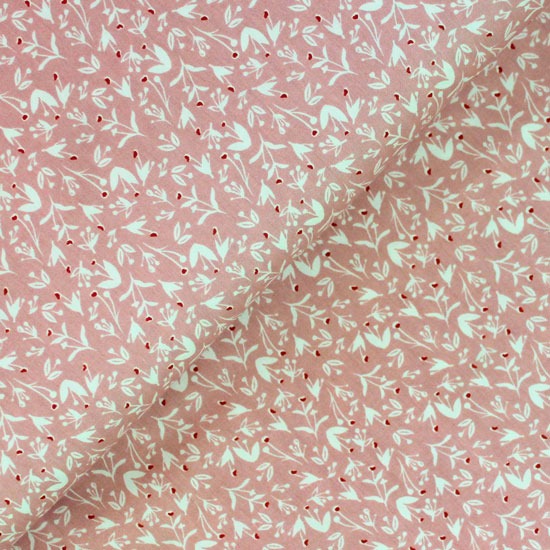 Ткань 100% хлопок Растительный узор на розовом
