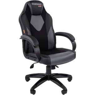 Кресло CHAIRMAN GAME 17 Grey для руководителя (геймерское), экокожа/ткань, цвет черный/серый
