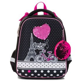 Школьный рюкзак ранец Hatber модель Ergonomic LIGHT Париж - Я люблю тебя (арт. NRk_30015)