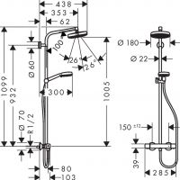 Душевая система Hansgrohe Crometta Showerpipe 160 1jet 27264400 схема 1