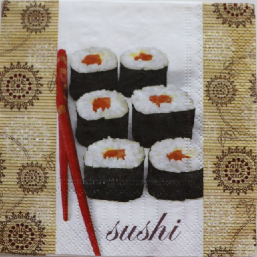 Салфетка бумажная 25*25 Sushi