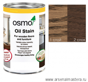 Цветные бейцы на масляной основе для тонирования деревянных полов Osmo Ol-Beize 3564 Табак 2,5 л