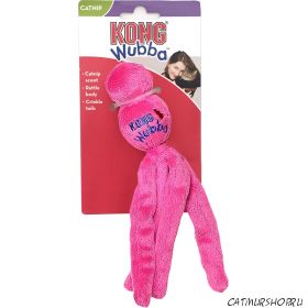 KONG Cat Wubba игрушка для кошек с кошачьей мятой, погремушкой, и шелестящим хвостом