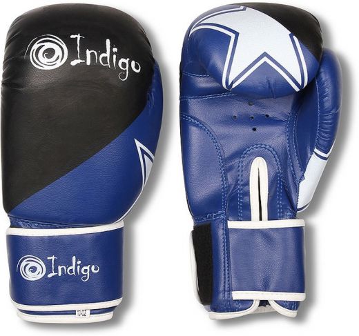Перчатки боксерские INDIGO PS-505 черно-синие