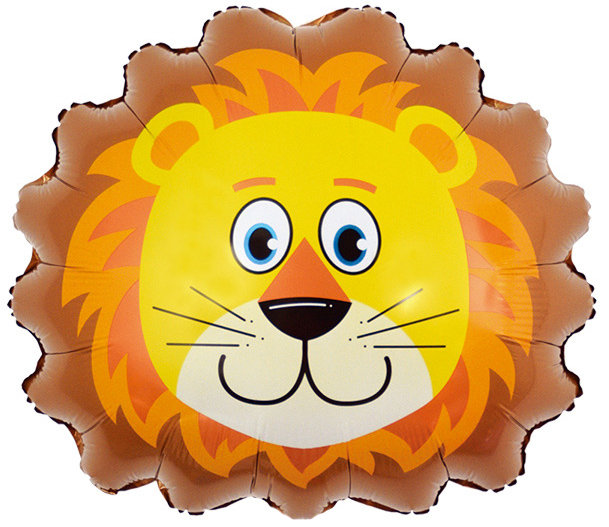 Голова льва шар фольгированный на палочке с воздухом